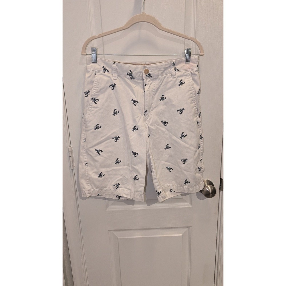Men's Izod Saltwater Chino Shorts White And Blue Lobster Size 30